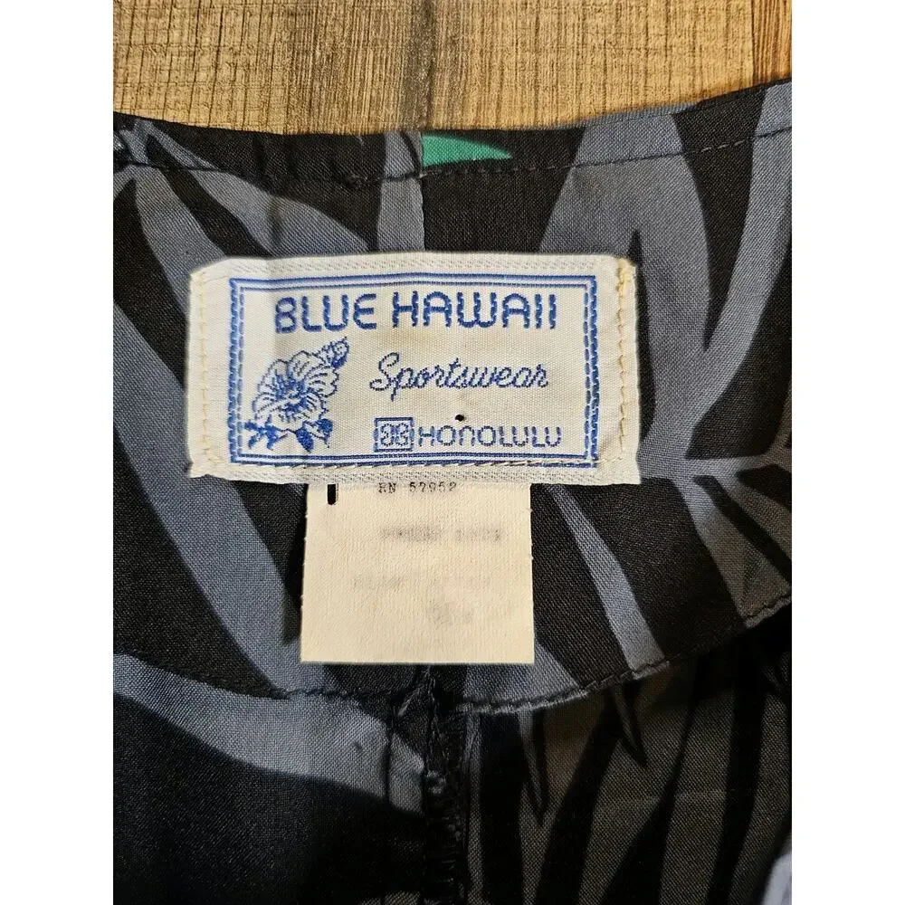 Vintage Blue Hawaii Floral Tropical Crop Top Women's S/M Made in Hawaii Aloha - Picture 6 of 8